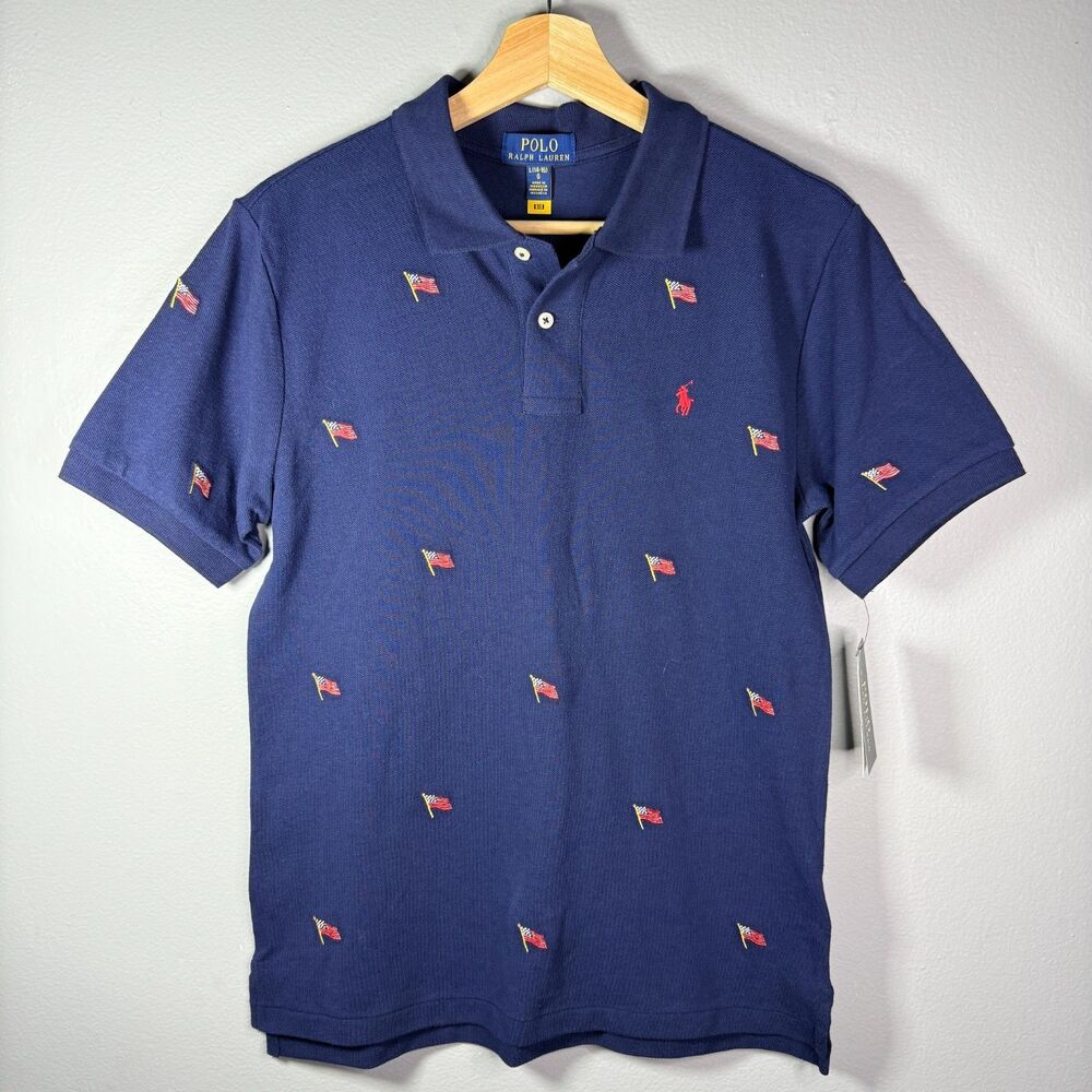 NWT Polo Ralph Lauren USA American Flag Polo Shirt Youth Size L (14-16)